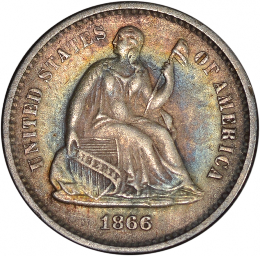 $0.05 / H10c 1866-S Seated Liberty Half Dime - AU