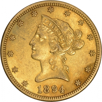 $10.00 1894-S Gold Ten Dollar $10 Eagle - Choice AU