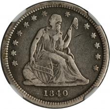 $0.25 1840 Drapery Seated Quarter Dollar 25c - NGC VF25