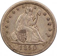 $0.25 1850 Seated Quarter 25c - XF