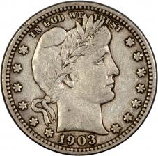 $0.25 1903-S Barber Quarter 25c - Choice VF