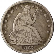 $0.50 1867 Seated Half Dollar 50c - VF