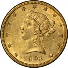 $10.00 1893-O Gold $10 Ten Dollar Liberty - BU